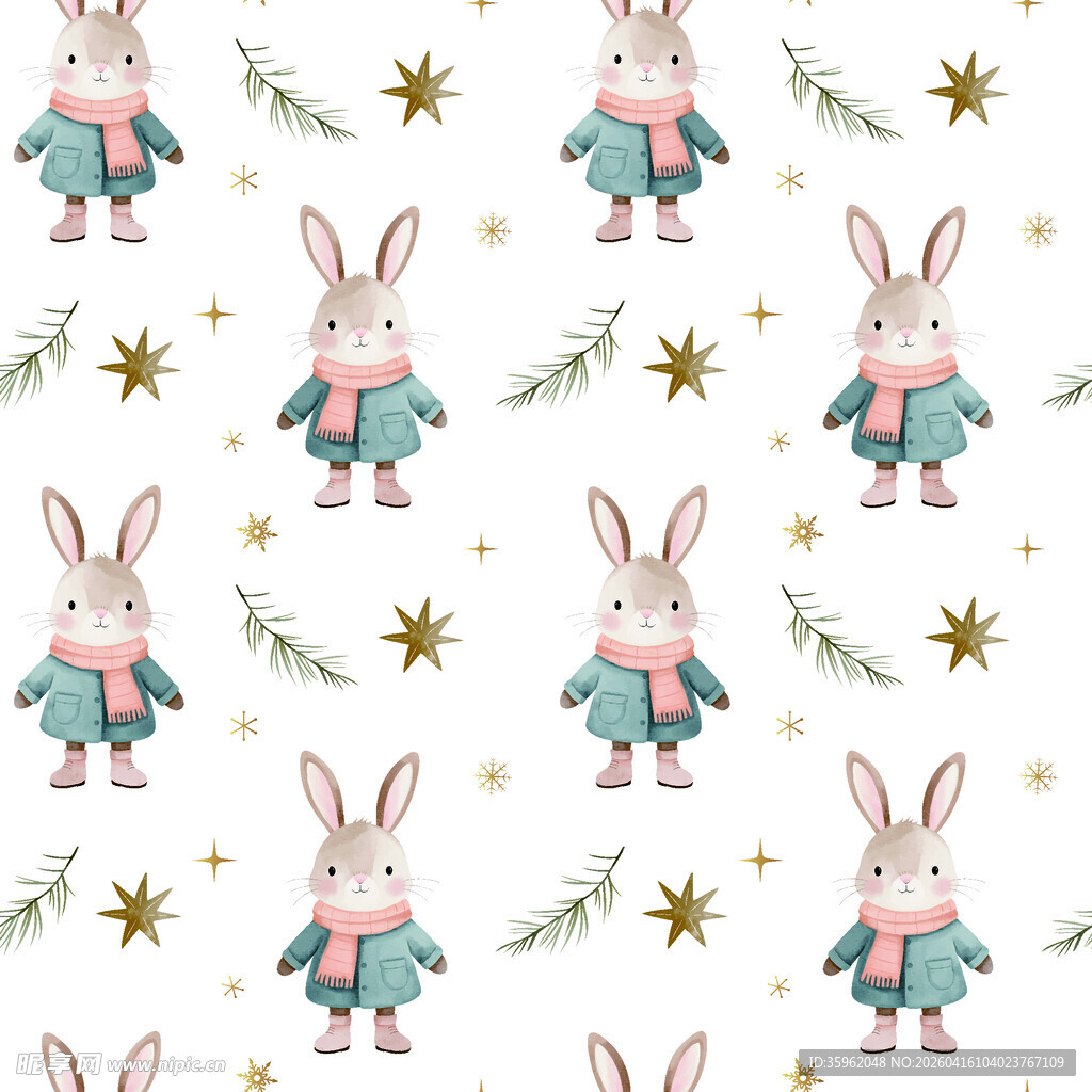 可爱兔子圣诞图案背景
