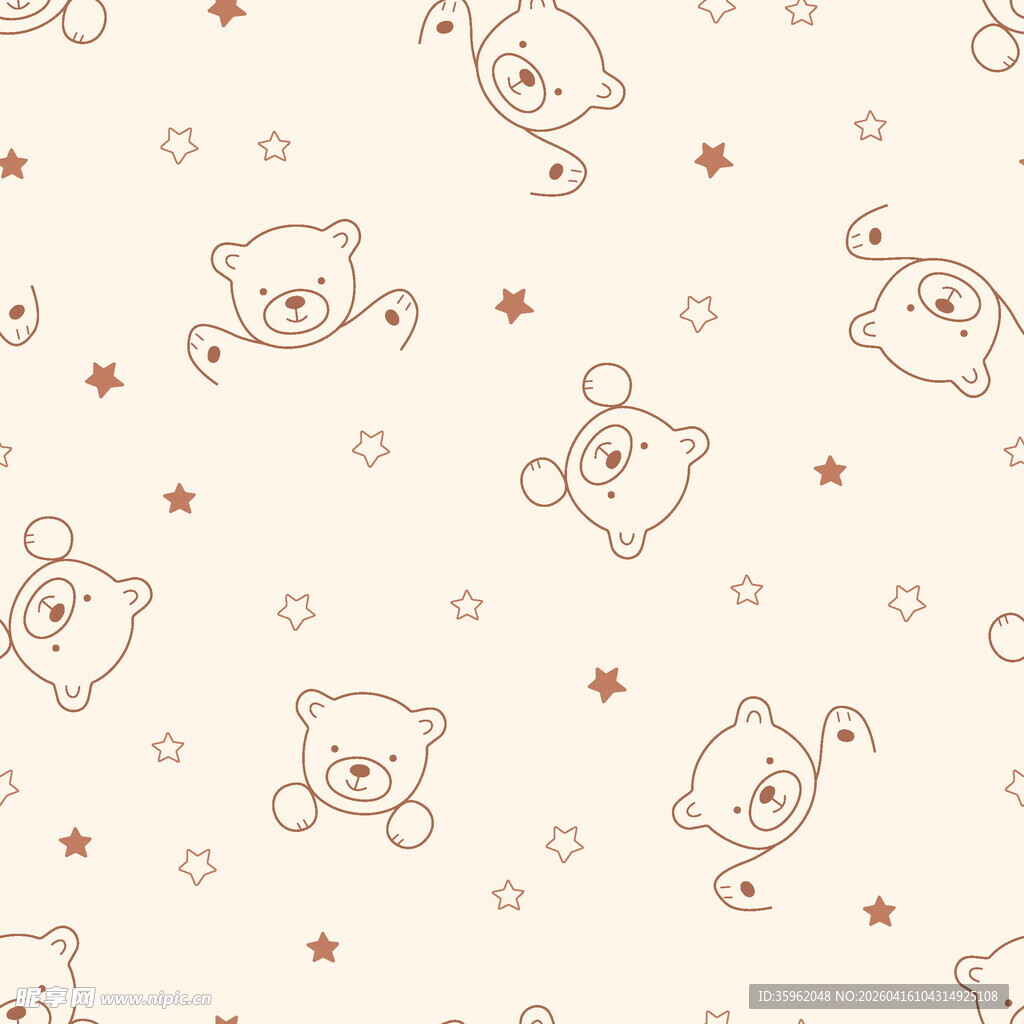 小熊星星可爱卡通图案