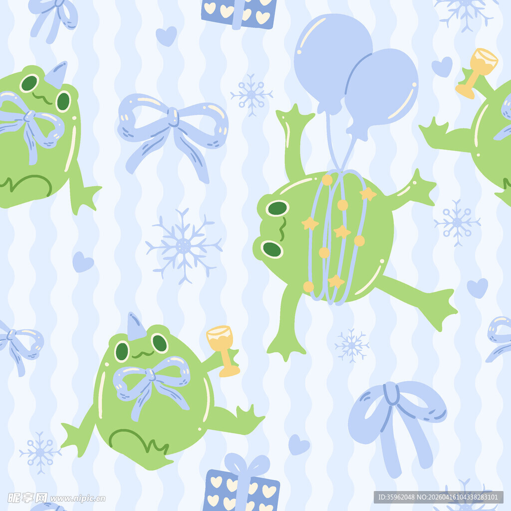 青蛙主题可爱图案背景