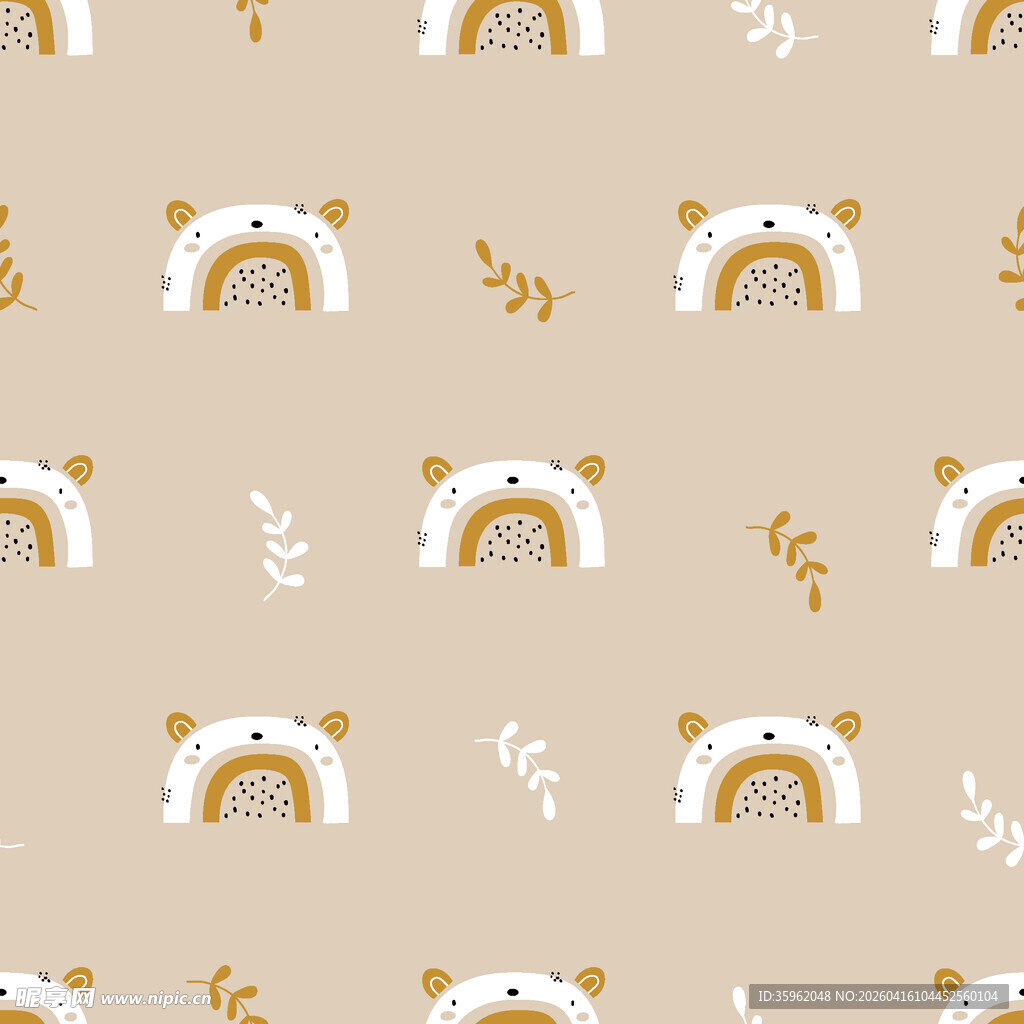 卡通彩虹小熊图案背景