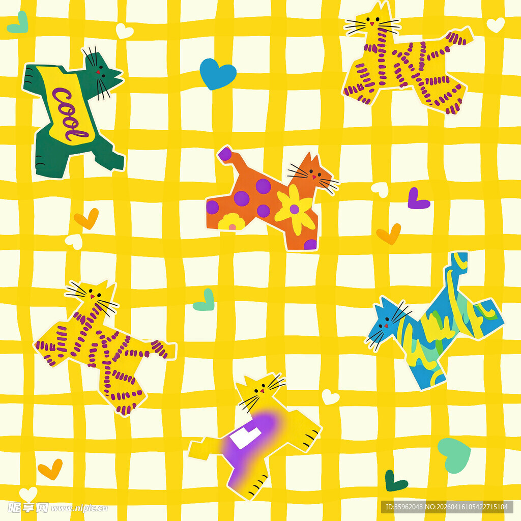 黄色背景多彩玩具图案