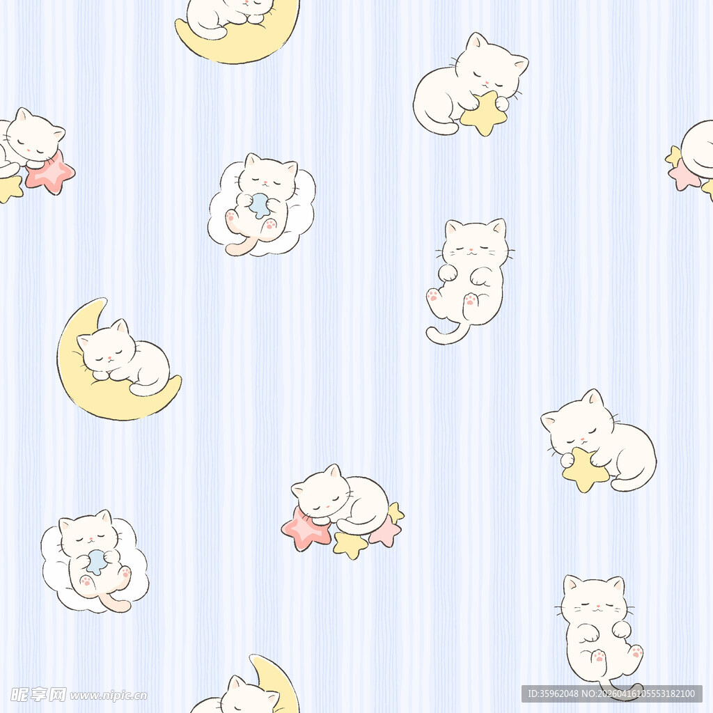 可爱小熊月亮条纹背景图
