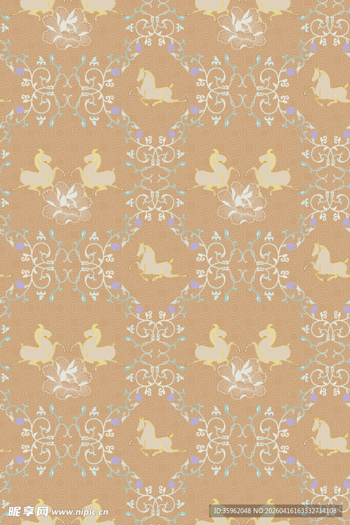 复古风几何花卉图案背景