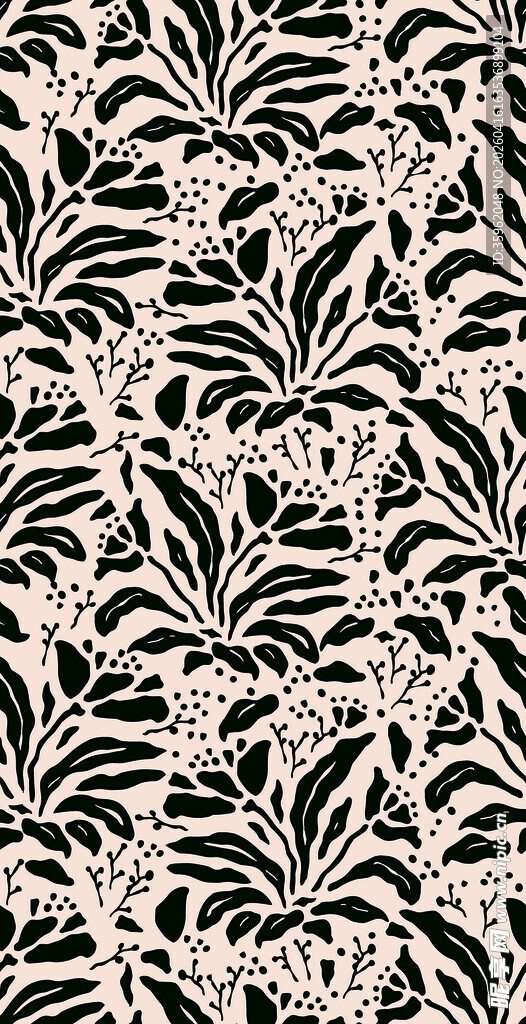 黑白叶形图案纹理背景