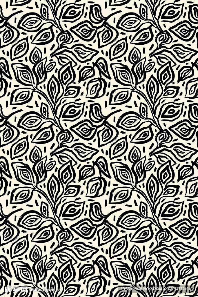 黑白花卉纹理图案