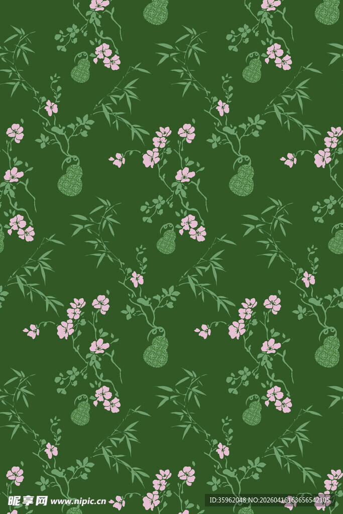 绿色花卉图案背景纹理