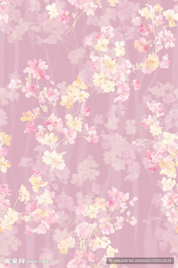 淡粉花卉背景图案