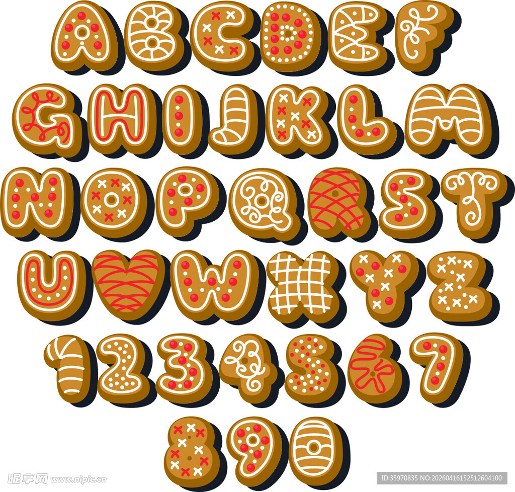 饼干字母数字矢量