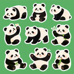 可爱熊猫卡通贴纸集合