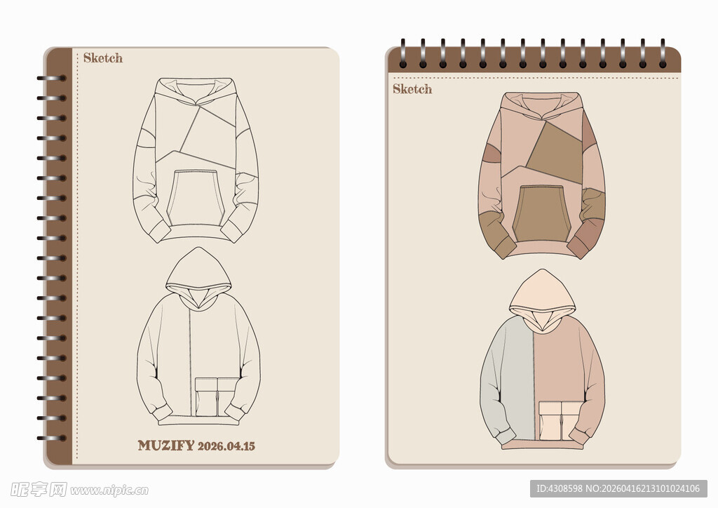 线圈本 2款入拼接卫衣手稿