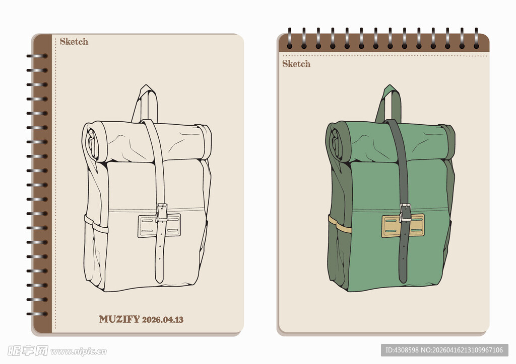 线圈本 背包手绘稿