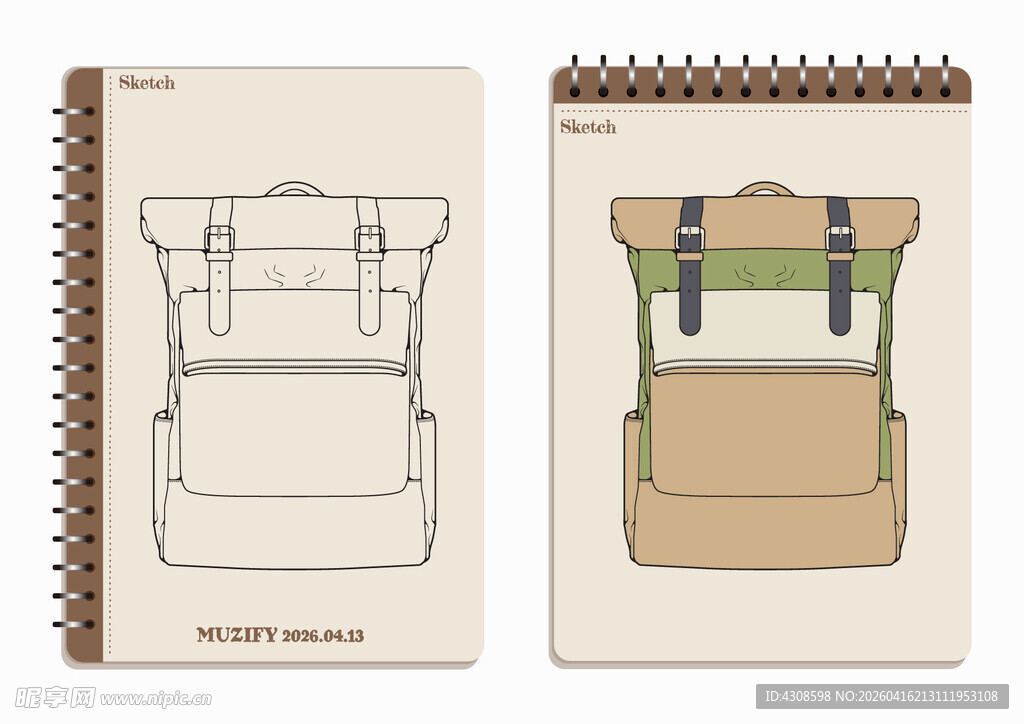 线圈本 背包手绘稿