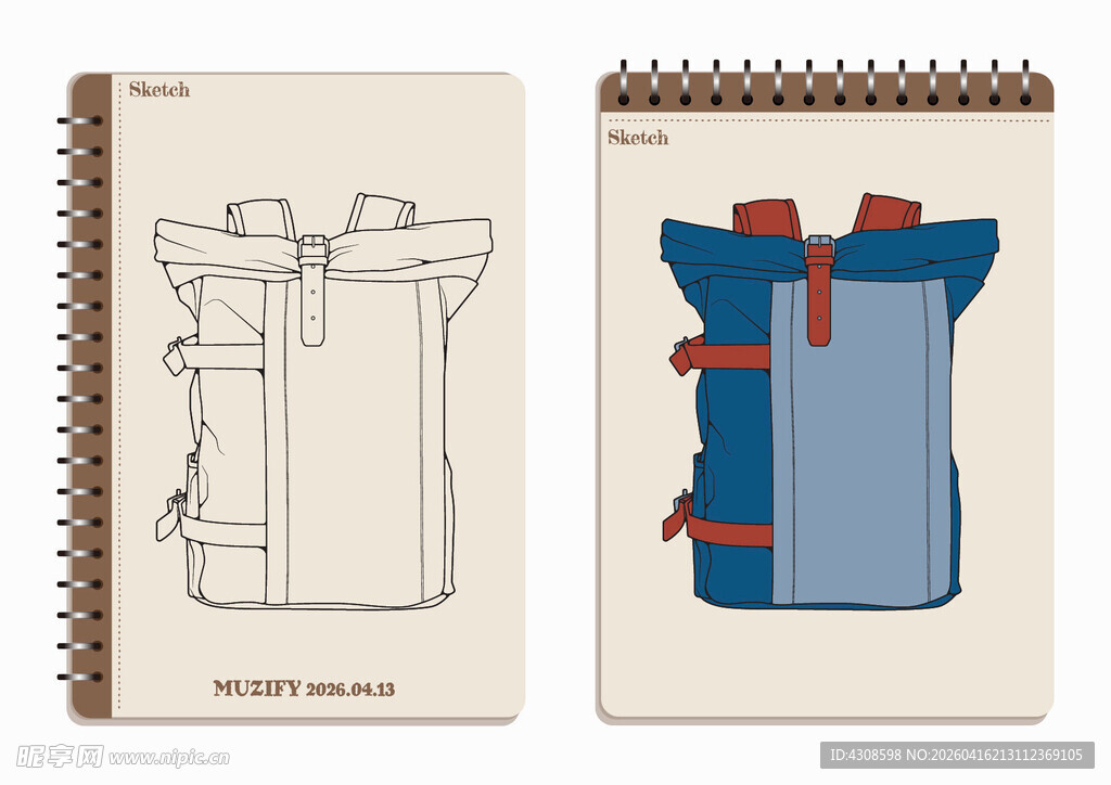 线圈本 背包手绘稿