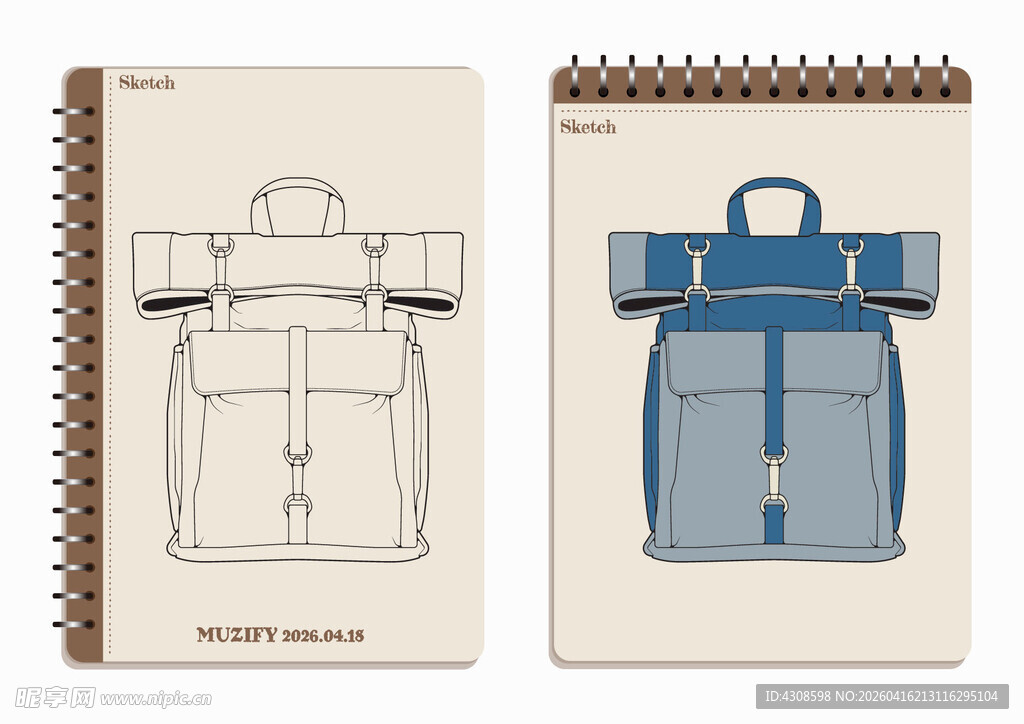 线圈本 背包手绘稿