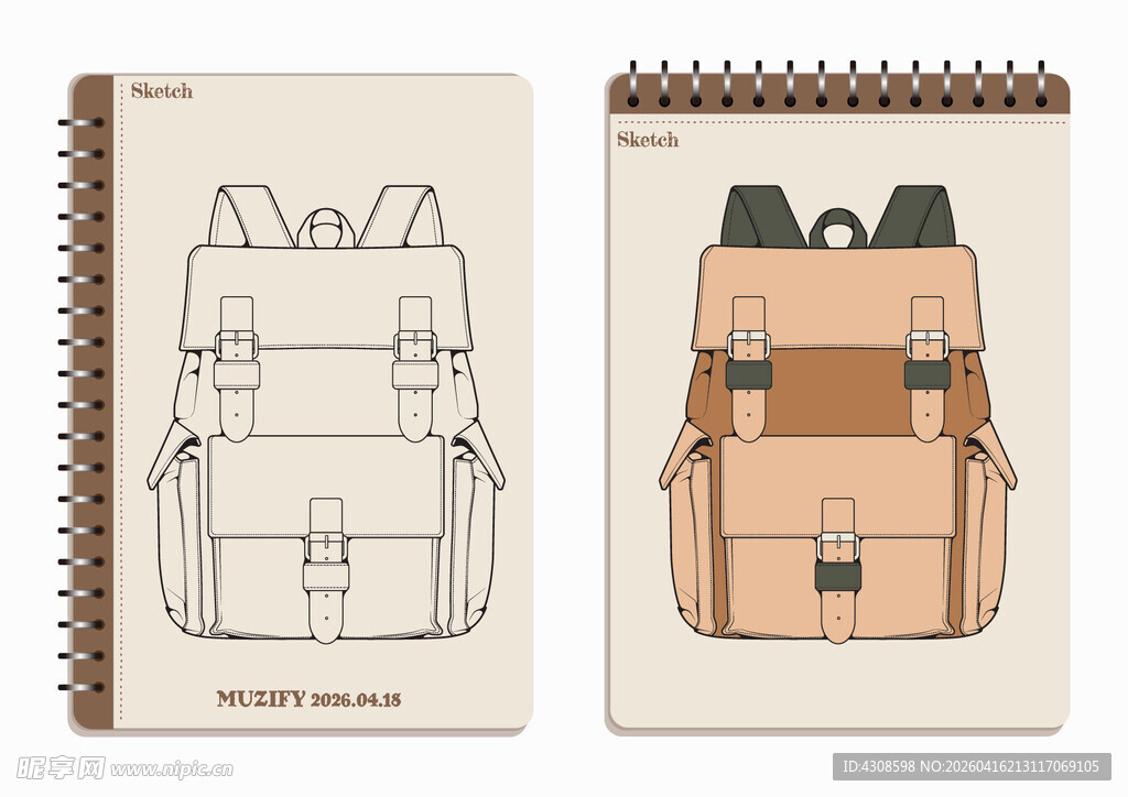 线圈本 背包手绘稿