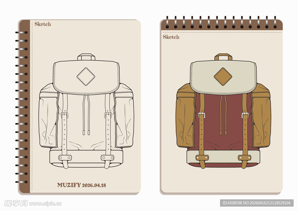 线圈本 背包手绘稿