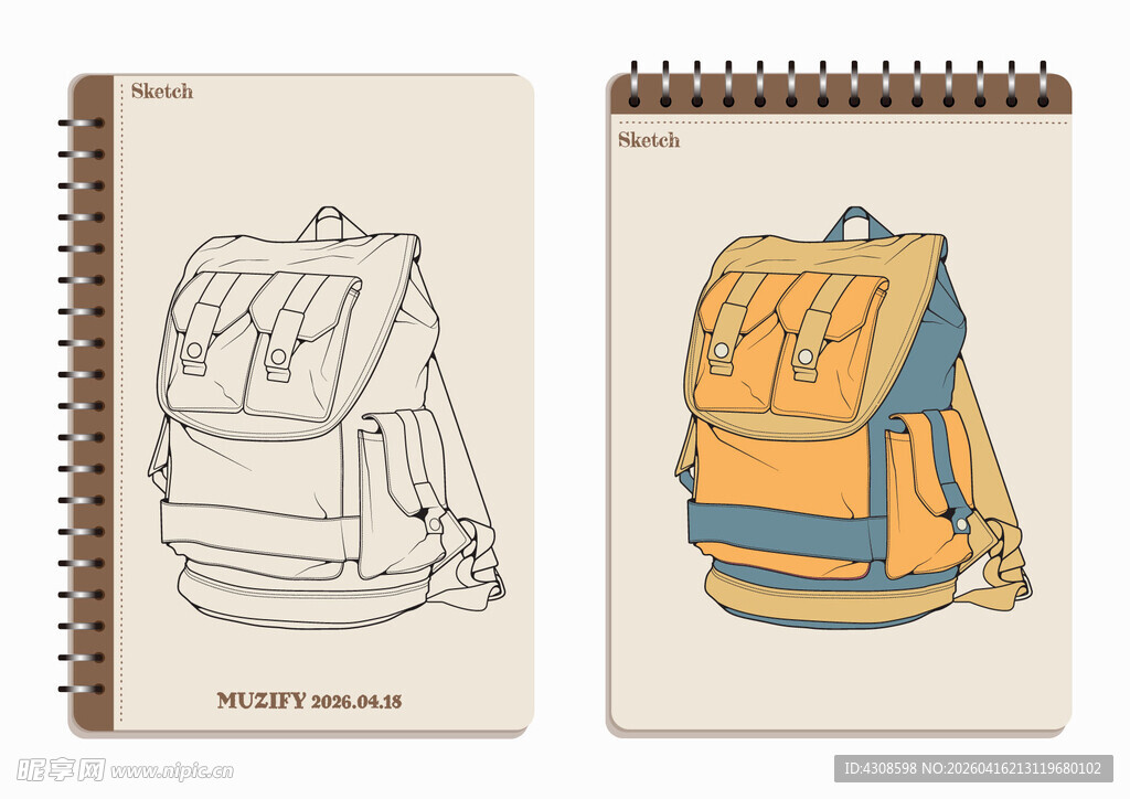 线圈本 背包手绘稿