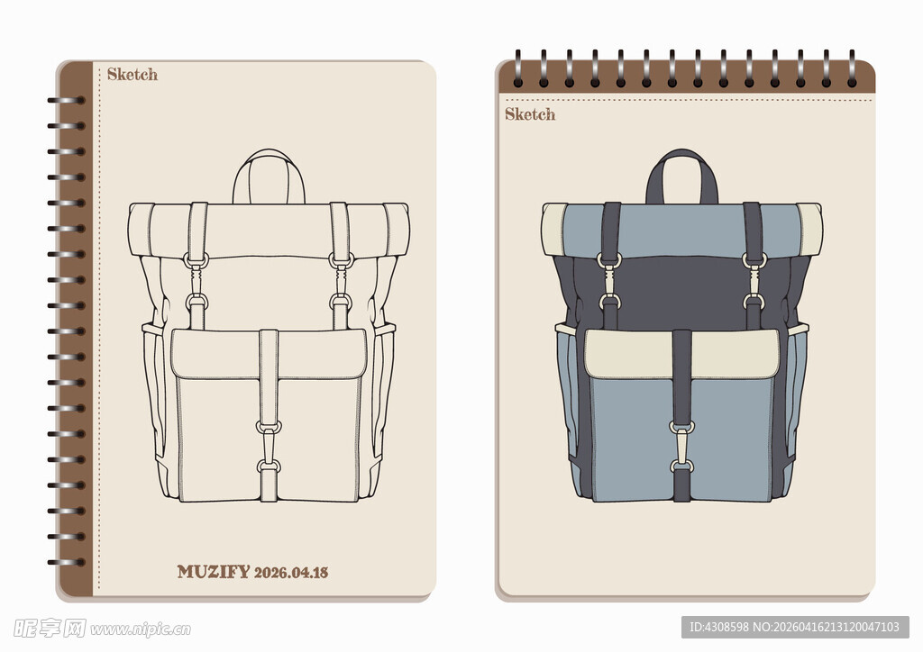 线圈本 背包手绘稿