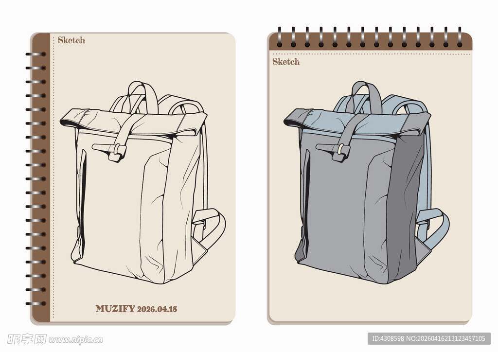 线圈本 背包手绘稿