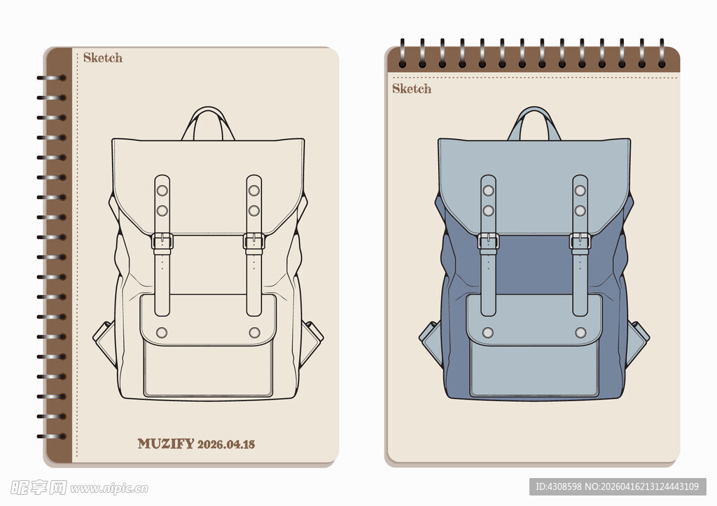 线圈本 背包手绘稿