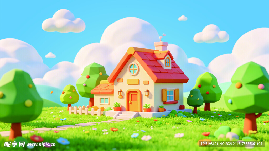 田园小屋风景插画