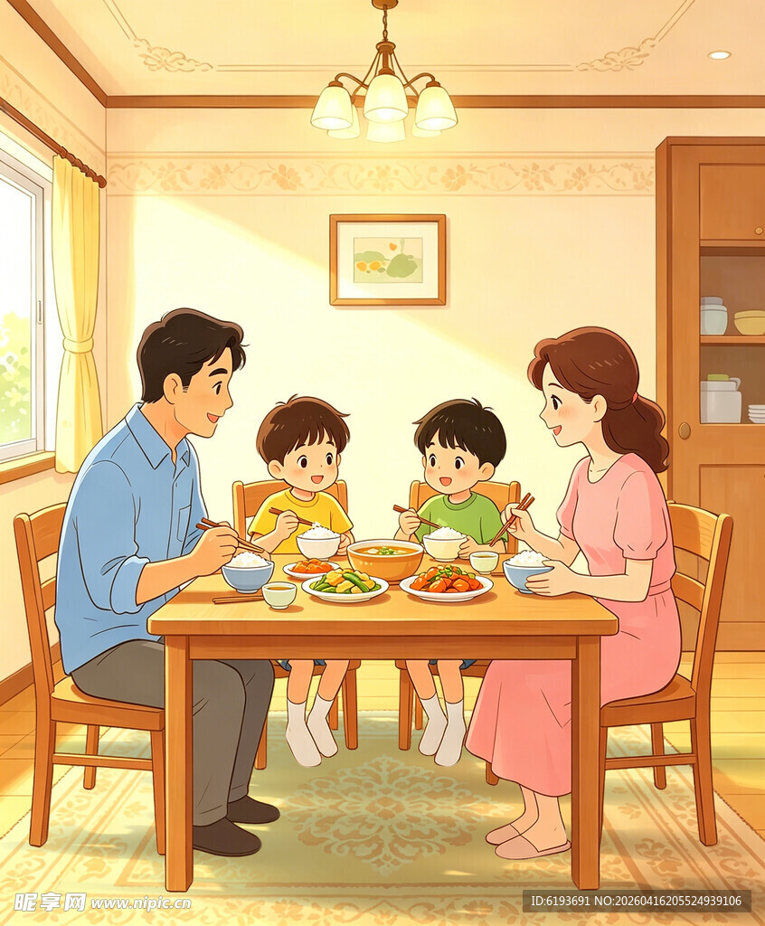 一家人温馨的用餐时刻