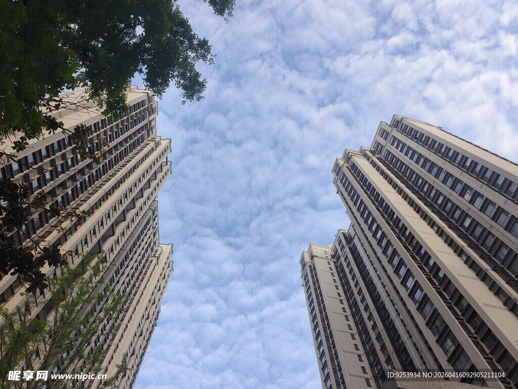 仰视城市高楼建筑景观