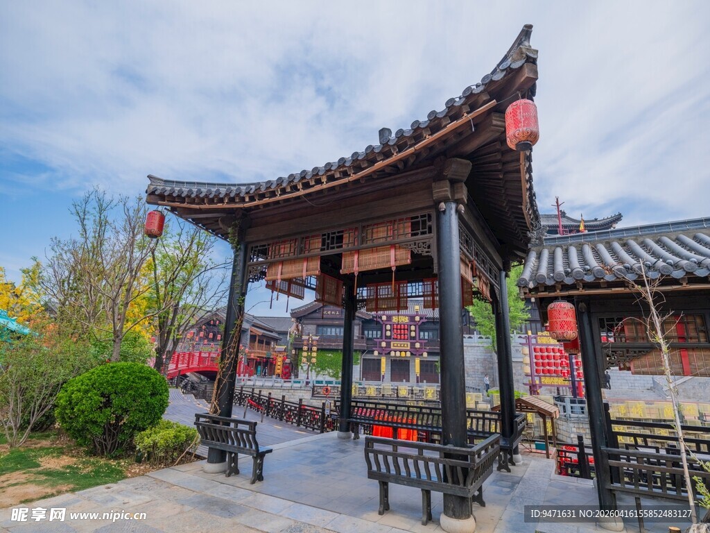 中式古建门楼景致