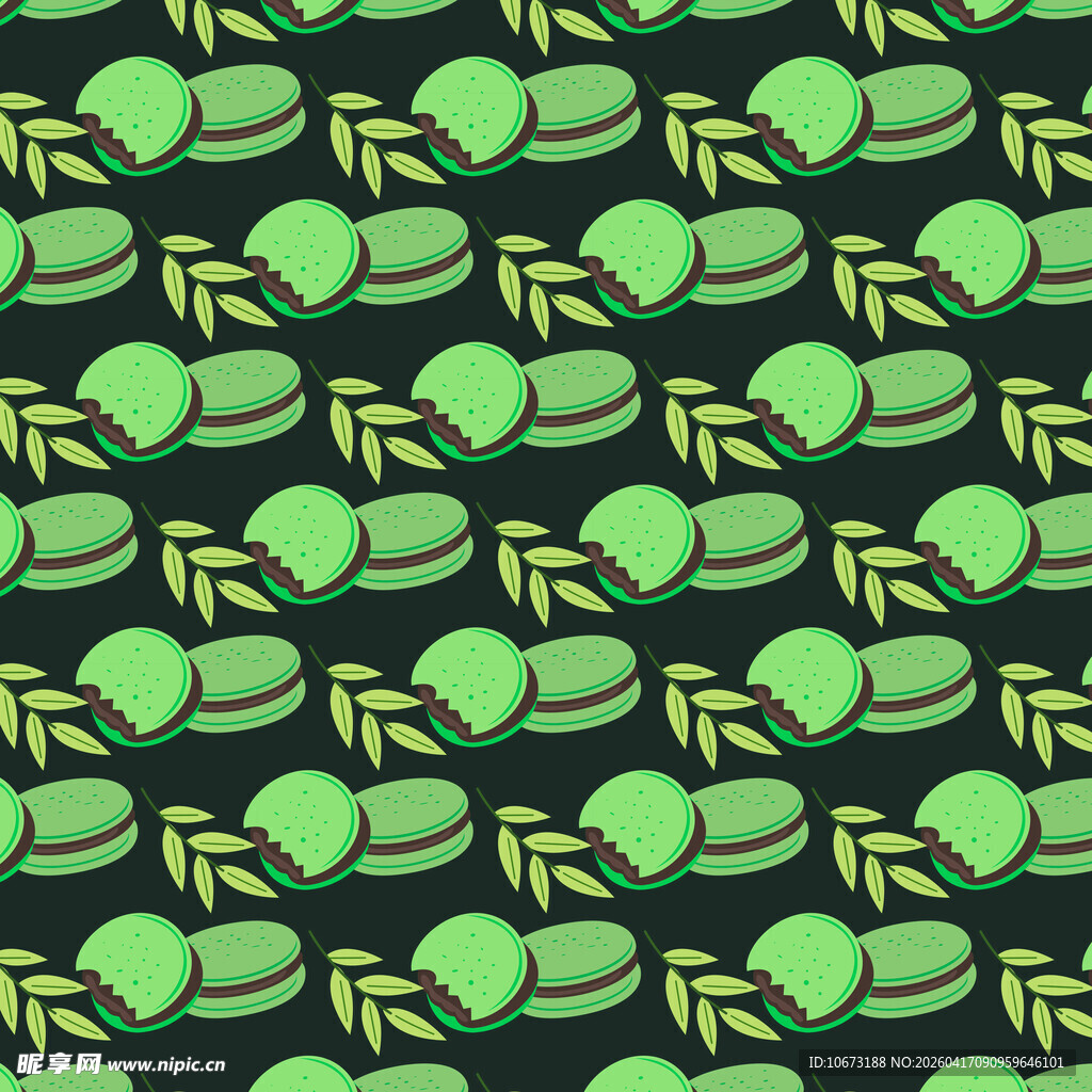 抹茶夹心曲奇饼干图案背景