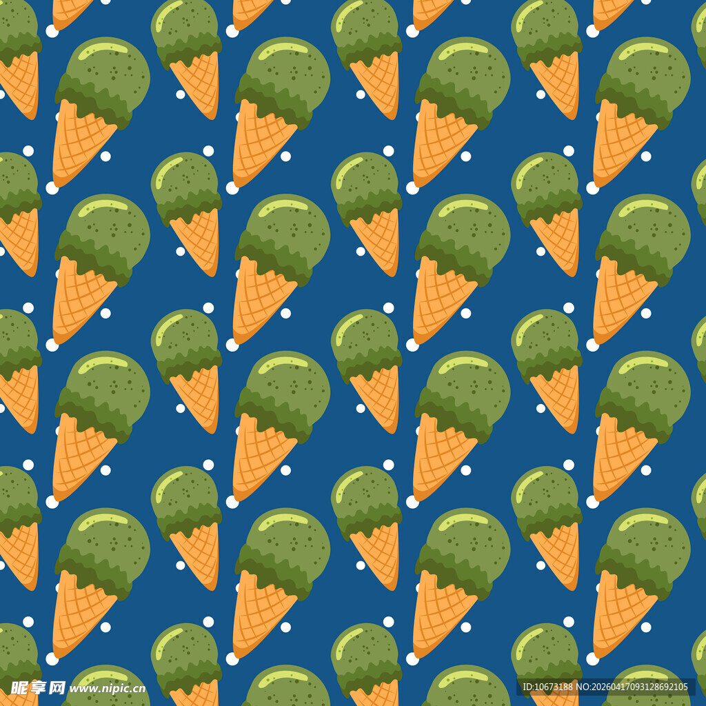 蓝色背景冰淇淋图案