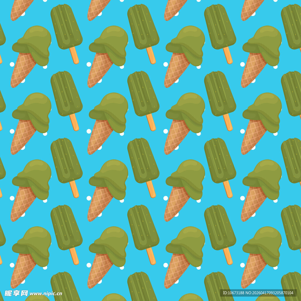 蓝色背景冰淇淋图案
