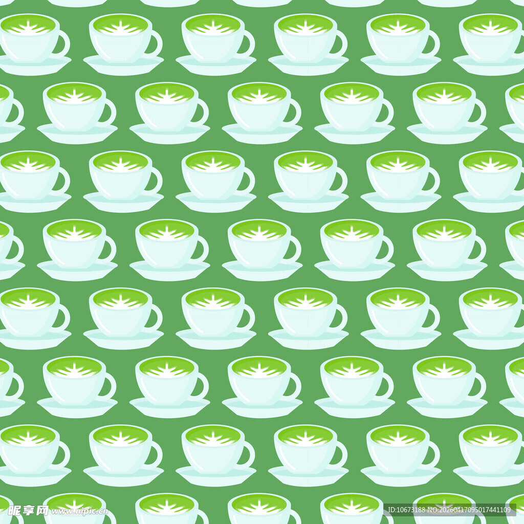 绿色背景的茶杯图案