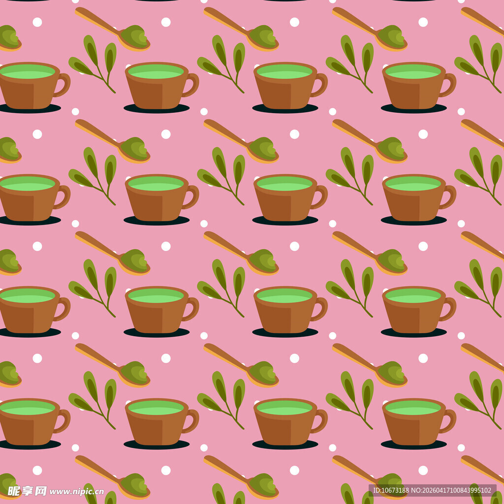 粉色背景咖啡杯图案设计