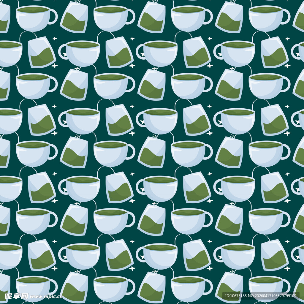 绿色系茶杯图案背景图