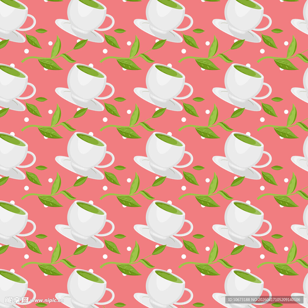粉色背景的茶杯图案