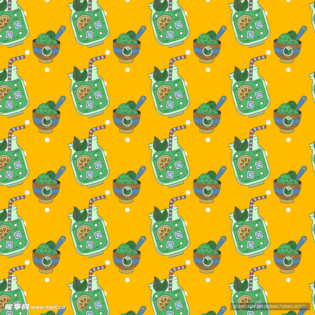 抹茶饮品图案背景图片