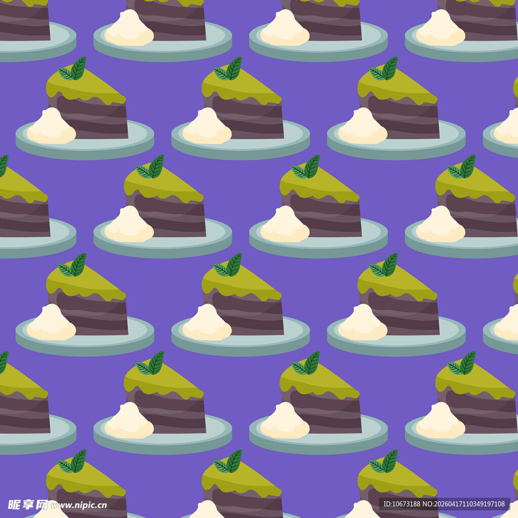 紫色背景的美味蛋糕图案