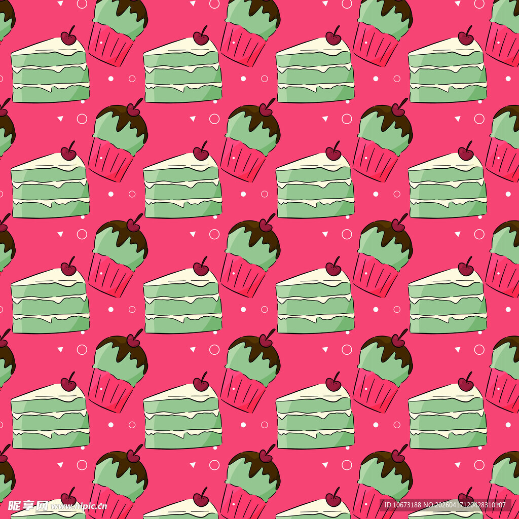 粉色背景抹茶甜点图案背景