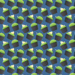 蓝色背景的纸杯蛋糕图案