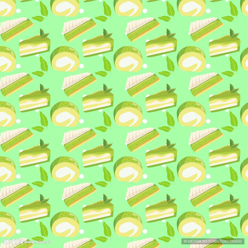 清新绿色蛋糕图案背景
