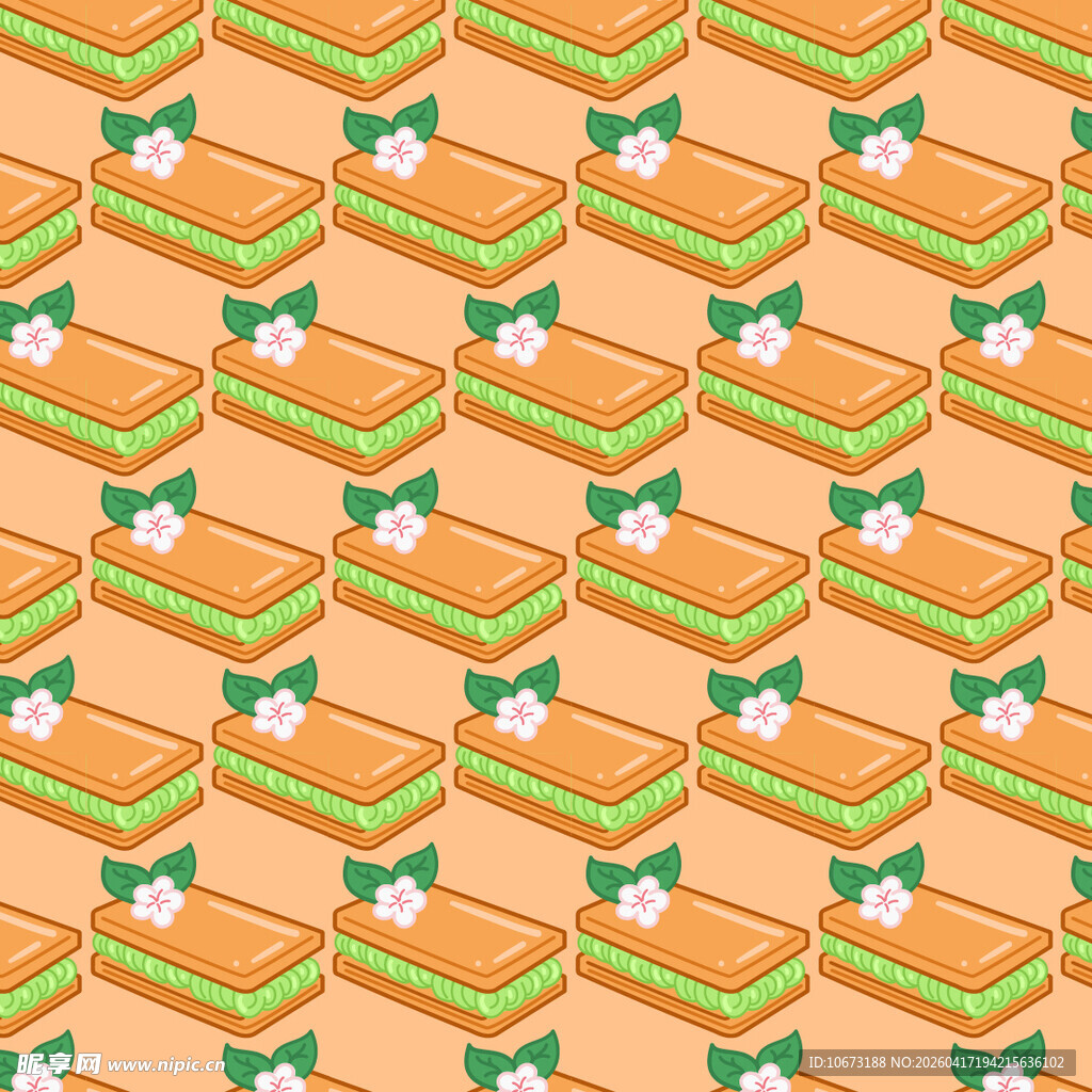 抹茶曲奇夹心饼干无缝图案