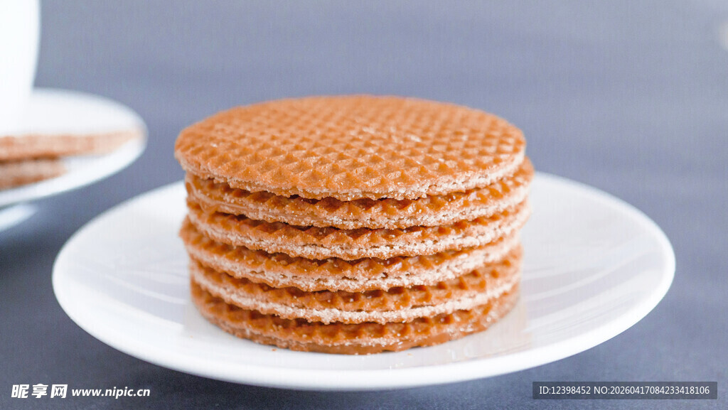 堆叠的美味华夫饼