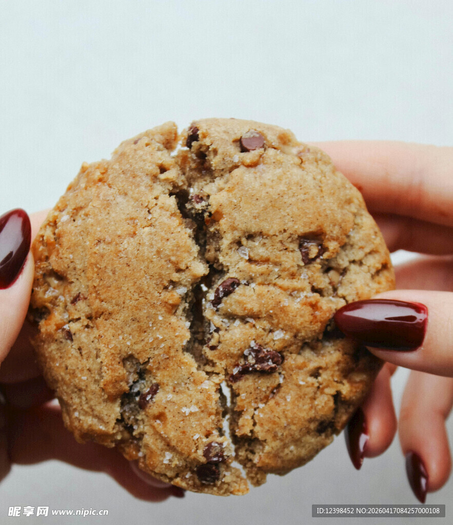 双手捧起的美味巧克力曲奇