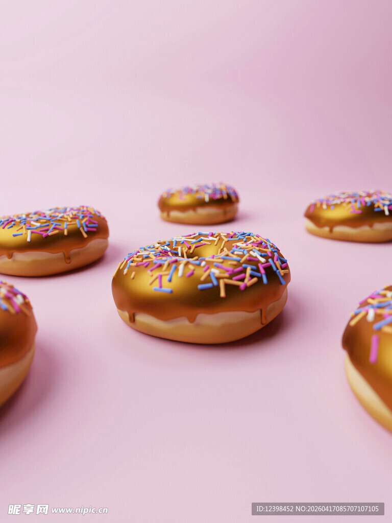 多彩甜甜圈排列展示