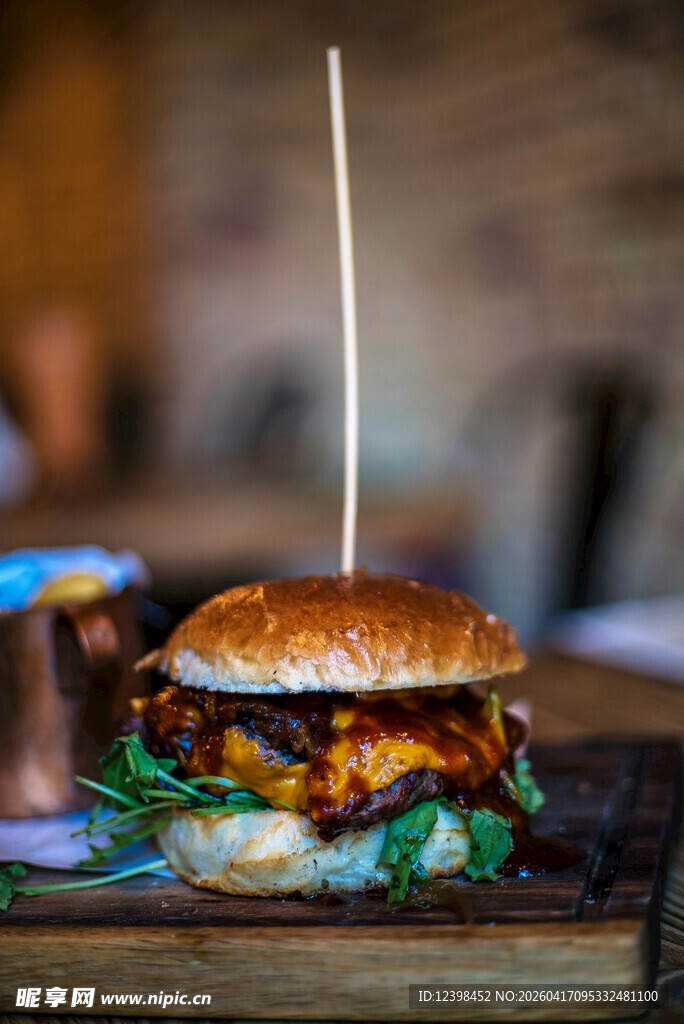 美味鸡肉汉堡特写