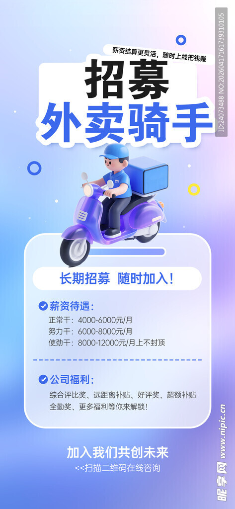 招募外卖骑手海报
