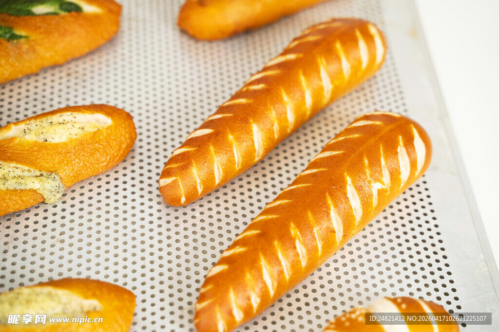 美味多样的烘焙面包展示