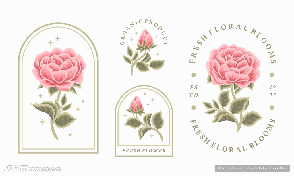 复古玫瑰玻璃罩图案设计