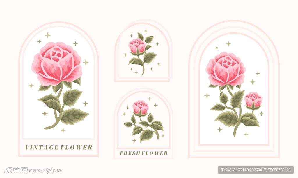 复古风玫瑰装饰图案设计