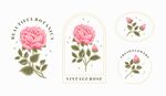 玫瑰花卉标签设计图案